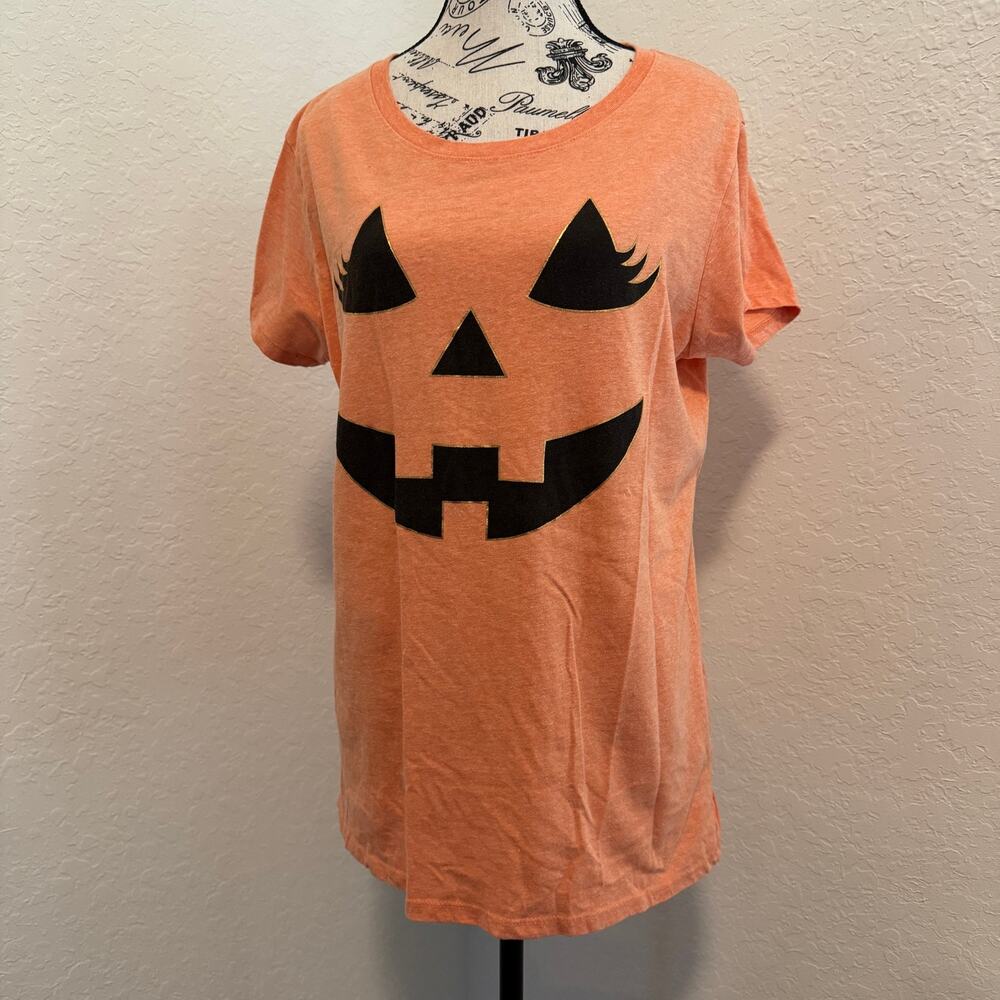 Way to Celebrate XL 16-18 Halloween Pumpkin Jack-O-Lantern T-Shirt Orange